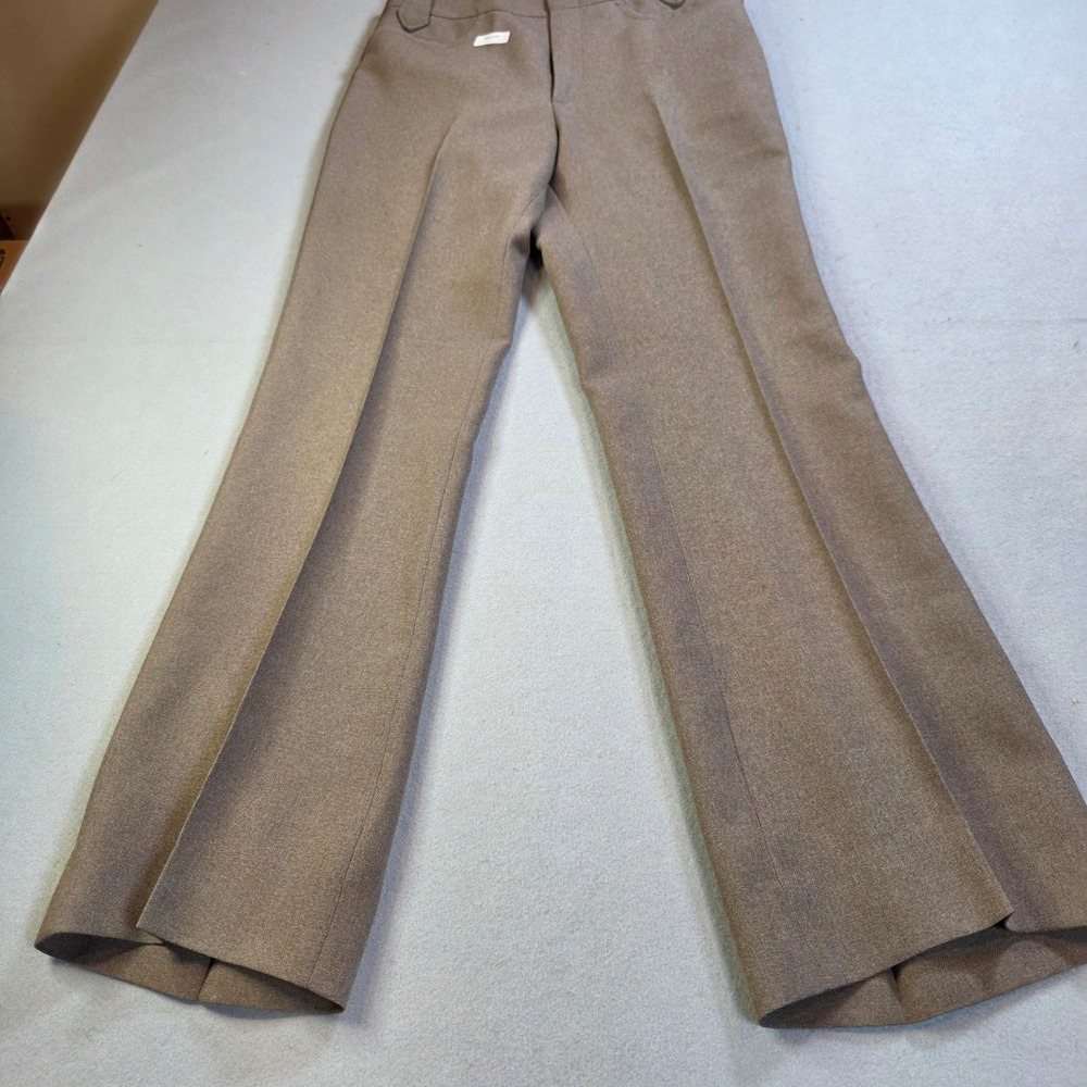 Vintage 70s Flare Leg Trousers Tan Brown Western Belt Loops Flap Pockets 31x31